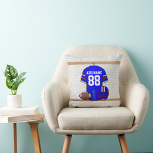 Personalised Blue White Red Football Jersey Cushion