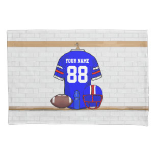 Personalised Blue White Red Football Jersey Pillowcase