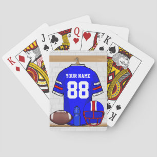 Personalised Blue White Red Football Jersey Playing Cards