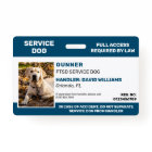 Personalised Blue White Service Dog Photo ID Badge
