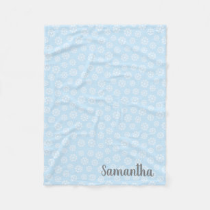Personalised Blue White Snowflake Fleece Blanket