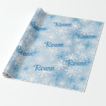 Personalised Blue & White Winter Snowflake Pattern Wrapping Paper<br><div class="desc">Create your own custom name gift wrap with trendy watercolor snowflakes in blue and white with our handy tool. The seamless design makes a beautiful choice for your holiday gift display. See all the wonderful wraps, bags, and ribbons in our Paws Charming shop - we love gift wrap! Thanks for...</div>