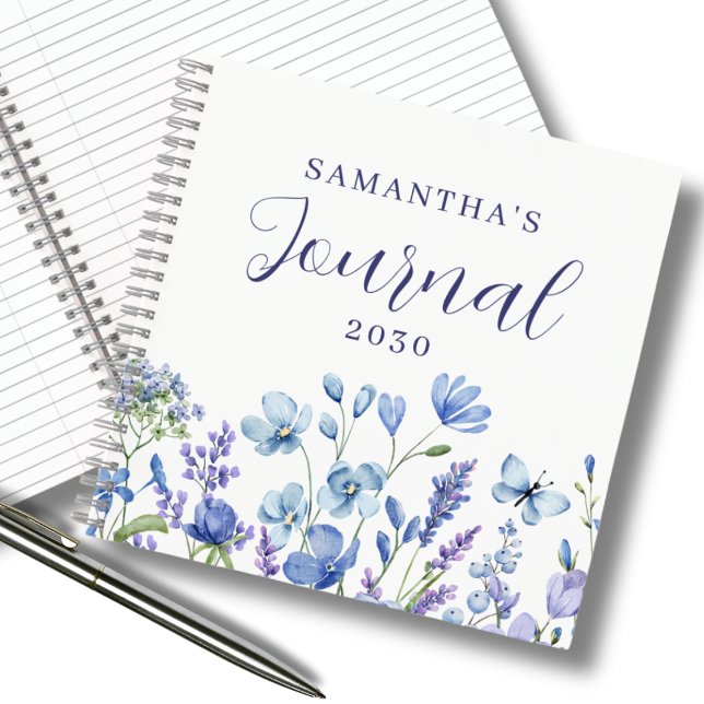 Personalised Blue Wildflower Floral Journal (Creator Uploaded)