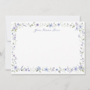 Personalised Blue Wildflower Folded Notecards