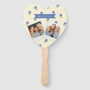 Personalised Blue Wildflower Pattern Name Gift Hand Fan