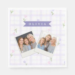 Personalised Blue Wildflower Pattern Name Gift Napkin