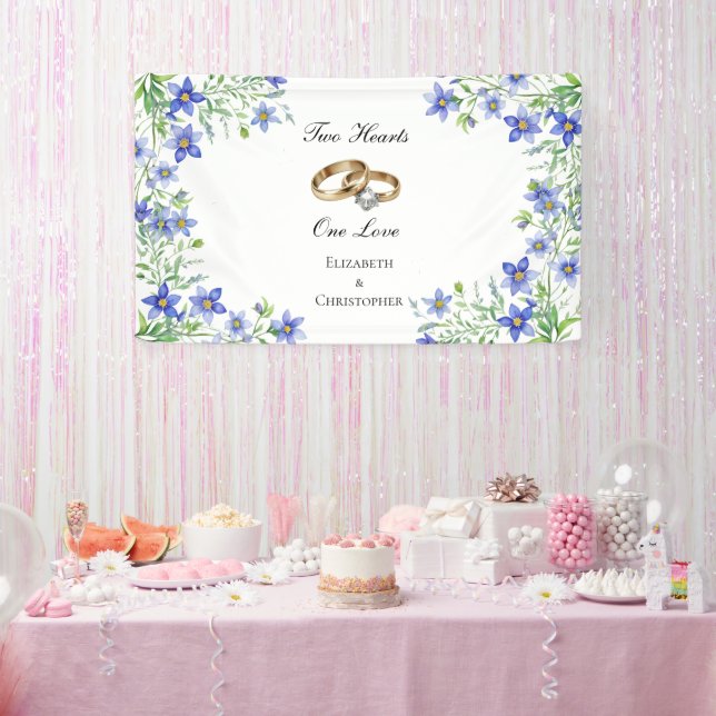 Personalised Blue Wildflowers Engagement Banner (Party)