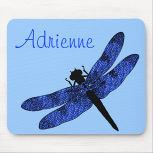 Personalised Blue Winged Dragonfly Mouse Mat