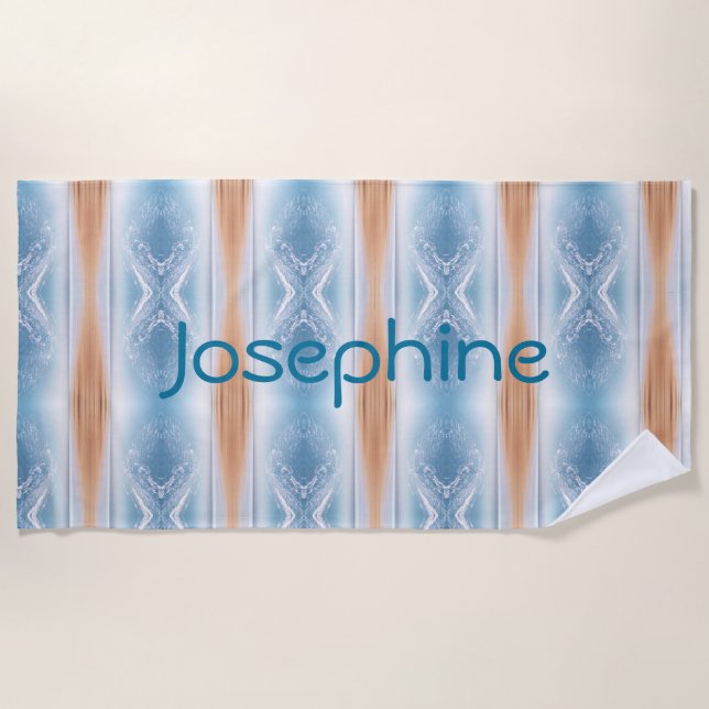 Personalised Blue Yellow Abstract Design  Beach Towel (Front)
