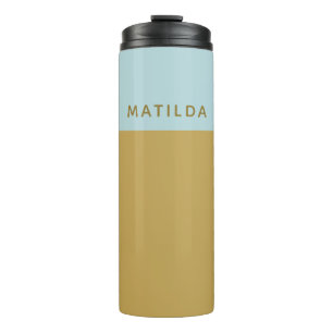 Personalised Blue Yellow Geometric Colour Block Thermal Tumbler