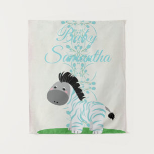 Personalised Blue Zebra Wall Tapestry