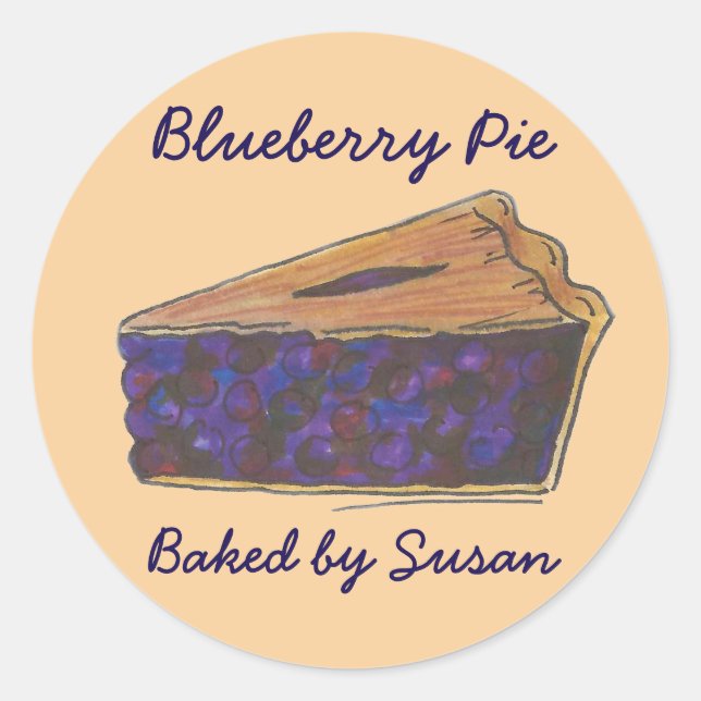 Personalised Blueberry Pie Slice Baked By Stickers (Front)