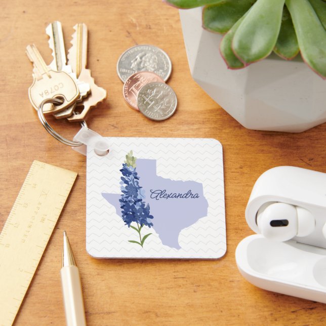 Personalised Bluebonnet Texas Keychain (Desk)