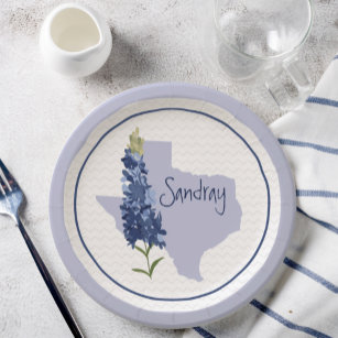 Personalised Bluebonnet Texas Paper Plate