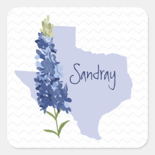 Personalised Bluebonnet Texas Square Sticker