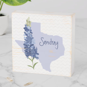 Personalised Bluebonnet Texas Wooden Box Sign