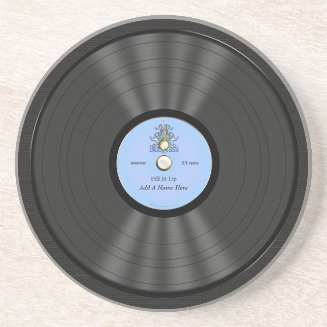 Personalised Bluegrass Vinyl Record Coaster (Front)