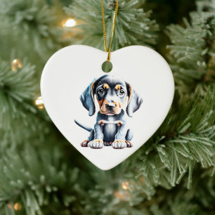 Personalised Bluetick Coonhound Puppy Dog Ceramic Tree Decoration