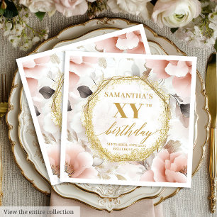 Personalised Blush 80 Birthday Napkins Gold Script