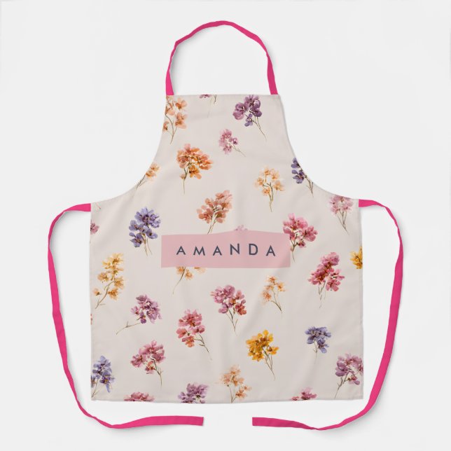 Personalised Blush and Lavender Garden Apron (Front)
