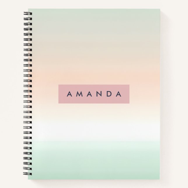 Personalised Blush and Mint Pastel Ombre  Notebook (Front)