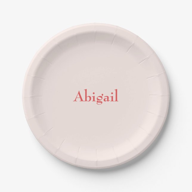 Personalised Blush Baby Shower Paper Plate (Front)