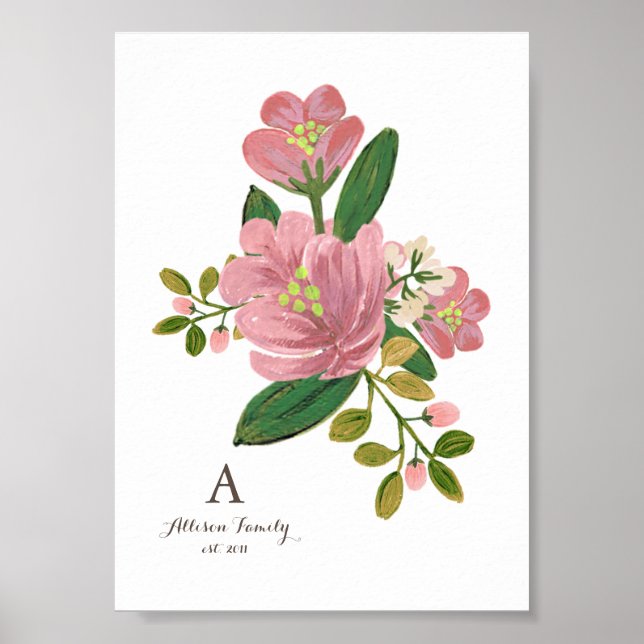 Personalised | Blush Bouquet Art Print 5x7 (Front)