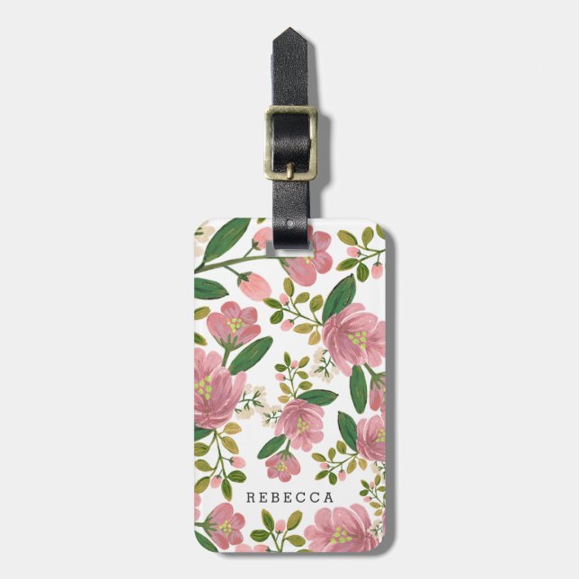 Personalised | Blush Bouquet Luggage Tag (Front Vertical)