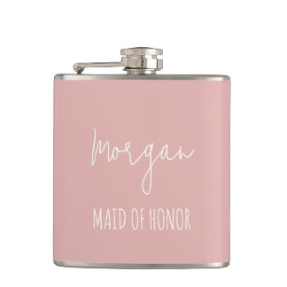 Personalised Blush Bridal Party Gift Women Hip Flask