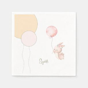 Personalised Blush Bunny Balloons Baby Shower  Napkin