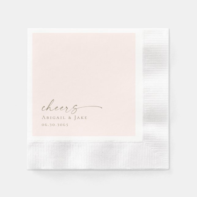 Personalised Blush Coined Wedding Napkins (Front)