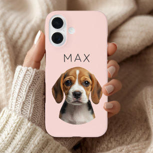 Personalised Blush Dog Photo & Name iPhone 16 Case