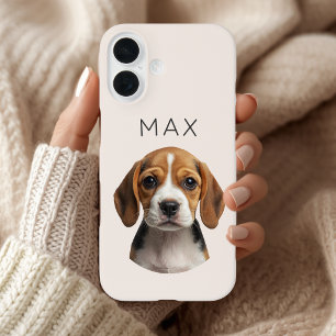 Personalised Blush Dog Photo & Name iPhone 16 Case