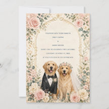 Personalised Blush Floral Golden Retriever Wedding