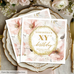 Personalised Blush Gold 90 Birthday Party Napkins