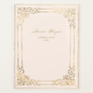 Personalised Blush Ornate Gold Frame Script 2024 Planner