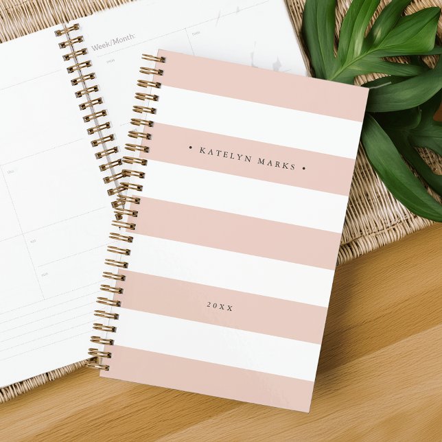 Personalised Blush Pink and White Stripe Planner (Creator Uploaded)
