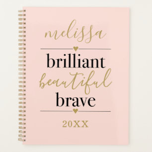 Personalised Blush Pink Brilliant Beautiful Brave Planner