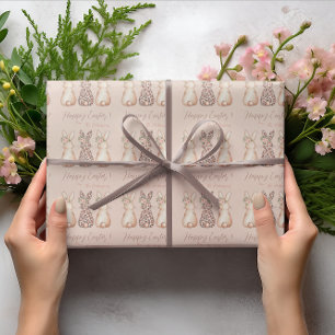 Personalised Blush Pink Bunny Easter Wrapping Paper