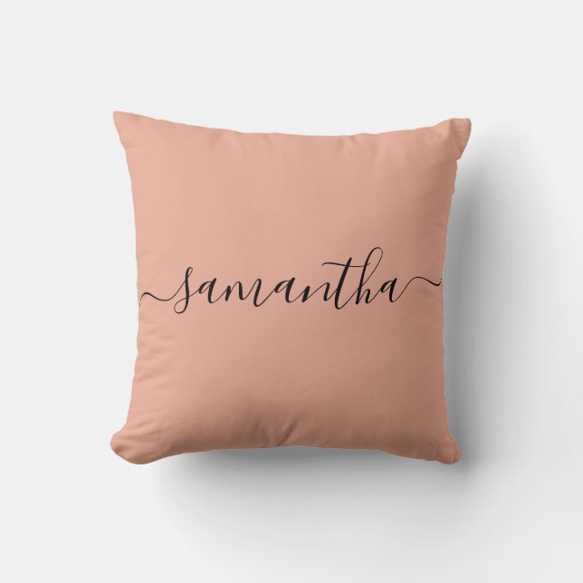 Personalised Blush Pink Calligraphy Name Cushion (Front)