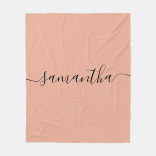 Personalised Blush Pink Calligraphy Name Fleece Blanket
