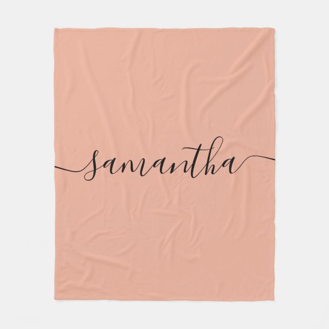 Personalised Blush Pink Calligraphy Name Fleece Blanket (Front)