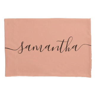 Personalised Blush Pink Calligraphy Name Pillowcase