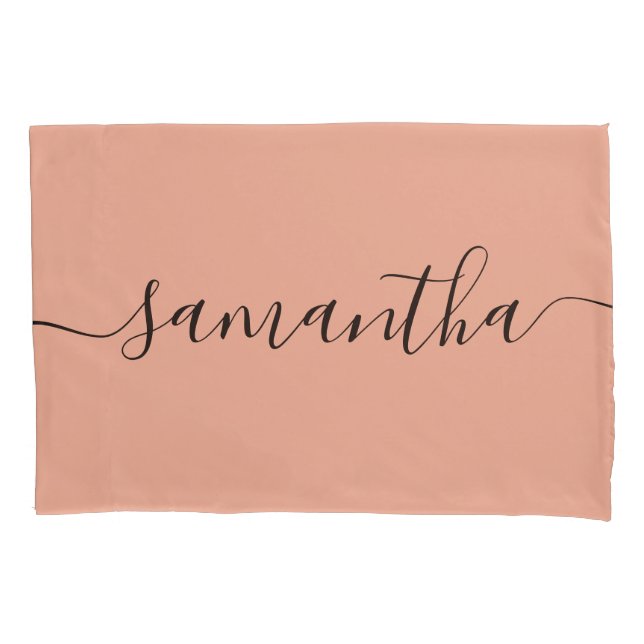 Personalised Blush Pink Calligraphy Name Pillowcase (Front)