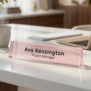 Personalised Blush Pink Custom Office Name Sign Nameplate