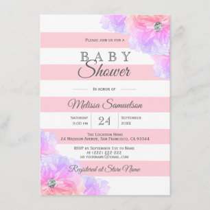 Personalised Blush Pink Floral BABY Shower Invitation