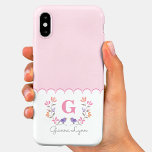 Personalised Blush Pink Floral Monogram Case-Mate iPhone 14 Case<br><div class="desc">Protect your phone with this personalised iPhone case that features delicate flowers, whimsical birds, and a trendy scalloped edge border. With a colour palette of blush pink, peach, and purple, this design will make the perfect iPhone accessory. Add a name and initial to create a one-of-a-kind gift for yourself, a...</div>