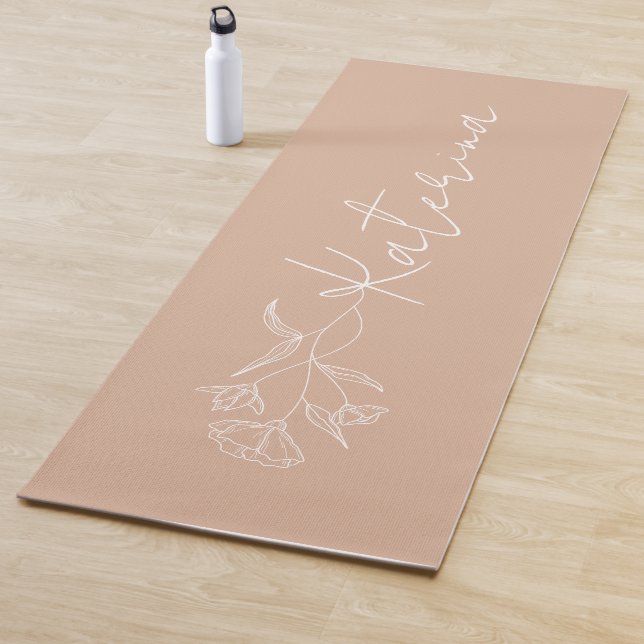 Personalised Blush Pink Floral Name   Yoga Mat (In Situ)