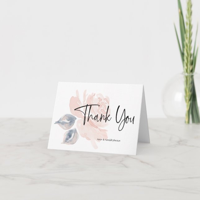 Personalised Blush Pink Floral Thank You Card (Front)