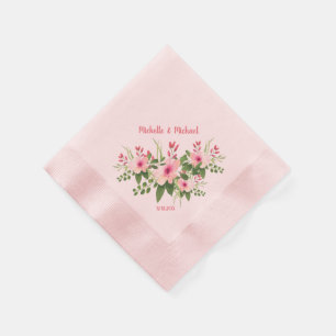 Personalised Blush Pink Floral Wedding Napkin